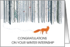 Congratulations On Winter Internship Fox and Birds in Snowy Forest card