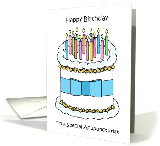 Happy Birthday to Acupuncturist Cartoon Cake and Candles card