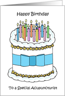 Happy Birthday to Acupuncturist Cartoon Cake and Candles card