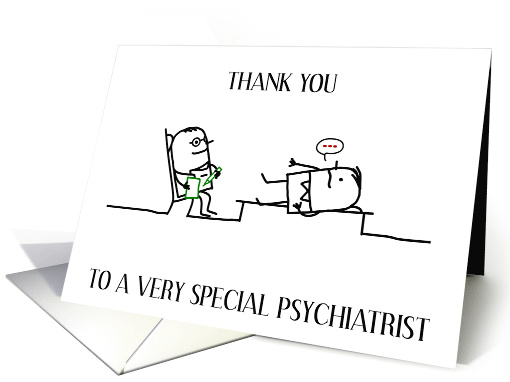 Thank you to Psychiatrist Cartoon Client in Therapy card (1779804)