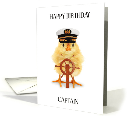 Happy Birthday for Ship's Captain Chick Turning a Steering Wheel card