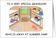 Grandson Thinking of You Away at Summer Camp Boys in Bunks card