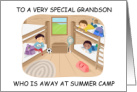Grandson Thinking of You Away at Summer Camp Boys in Bunks card