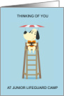 Thinking of You at Junior Lifeguard Camp Cartoon Dog card