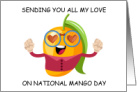 National Mango Day July 22nd Cartoon Mango in Love card