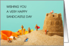 Sandcastle Day August Miniature People on a Beach card