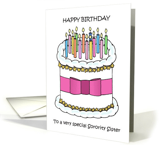 Happy Birthday to Sorority Sister Cake and Candles card (1786868)