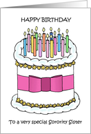 Happy Birthday to Sorority Sister Cake and Candles card