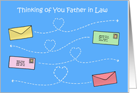 Thinking of You Father in Law Envelopes Flying Through the Sky card
