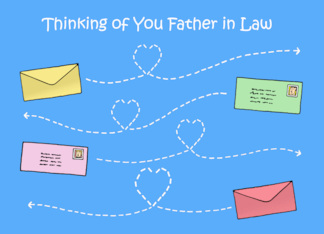 Thinking of You Father in Law Envelopes Flying Through the Sky