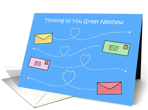Thinking of You Great Nephew Envelopes Flying Through the Sky card