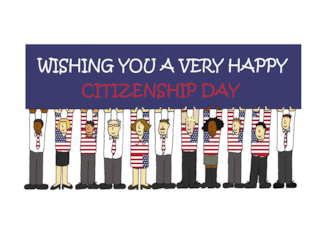 Happy Citizenship Day Patriotic Group of People