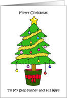 Merry Christmas Step Father and His Wife Tree with Baubles card
