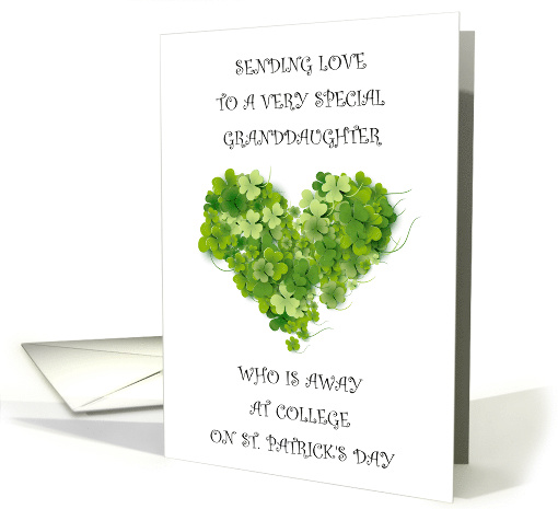 St. Patrick's Day for Granddaughter Away at College card (1796258)