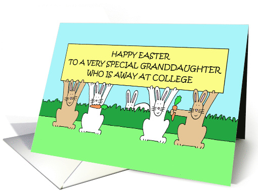 Happy Easter Granddaughter Away at College Cartoon Bunnies card