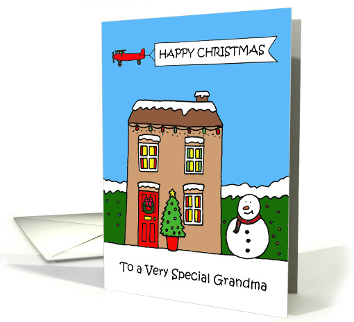 Happy Christmas to Grandma Festive Decorated Cartoon House card