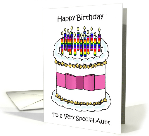 Happy Birthday To Lesbian Aunt Rainbow Candles Cake card (1797066)