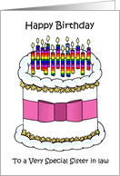 Happy Birthday To Lesbian Sister in law Rainbow Candles Cake card