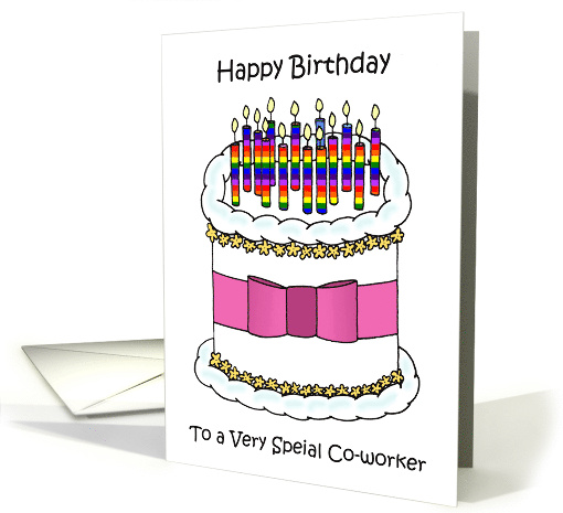 Happy Birthday To Lesbian Co worker Rainbow Candles Cake card