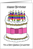 Happy Birthday To Lesbian Co worker Rainbow Candles Cake card
