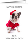 Happy Christmas to the Dog French Bulldog in Santa Outfit card