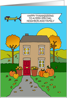 Happy Thanksgiving to Neighbor and Family Autumnal House card