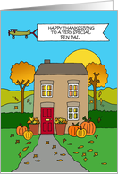 Happy Thanksgving to Pen Pal Autumnal House card