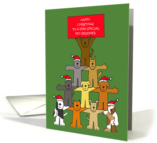 Happy Christmas to Pet Groomer Dogs Wearing Santa Hats card (1808482)