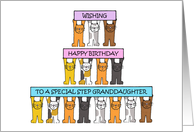 Happy Birthday to Step Granddaughter Cartoon Cats card