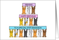 Happy Birthday to Step Grandson Cartoon Cats card