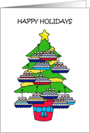 Happy Holidays Tree with Cruise Liner Shaped Baubles card