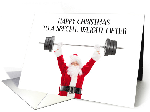 Happy Christmas Weight Lifter Santa Claus card (1813286)