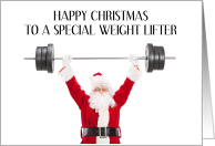 Happy Christmas Weight Lifter Santa Claus card