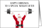 Happy Christmas Weight Lifter Santa Claus card