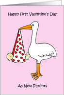 First Valentine’s Day as New Parents Stork and Baby card