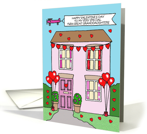 Happy Valentine's Day Twin Great Granddaughters card (1823434)