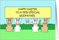 Happy Easter for Godfather Cartoon Bunnies card