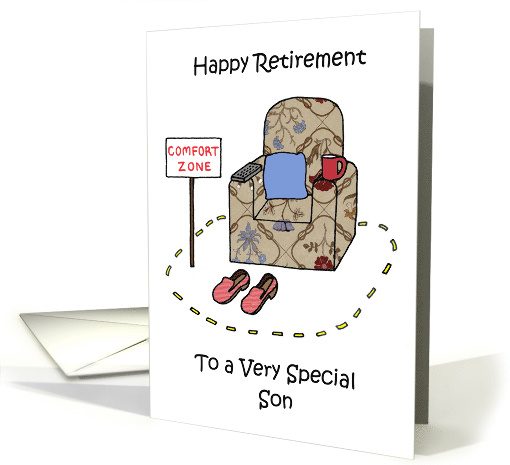 Happy Retirement to Son Comfort Zone Armchair card (1845586)