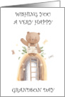Grandson Day September Teddy Bear and Rainbow card