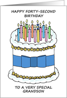 42nd Birthday for Grandson Cake and Candles card