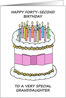 42nd Birthday for Granddaughter Cake and Candles card