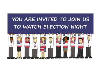 Join Us to Watch Election Night Patriotic Group of People