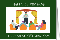Happy Christmas to Son Stand Up Comedian card
