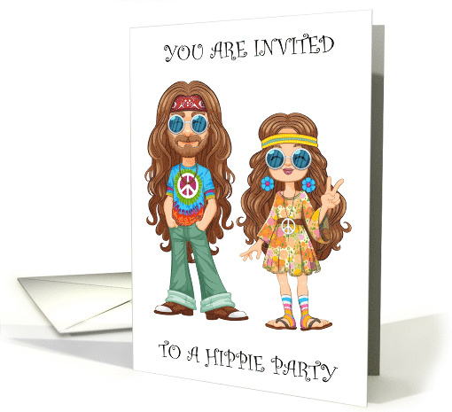 Hippie Party Invitation Cool Couple card (1889288)