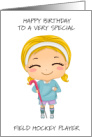 Happy Birthday to Female Field Hockey Player card