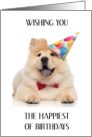 Happy Birthday Chow Chow Dog in Party Hat card