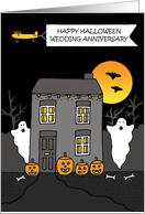 Happy Halloween Wedding Anniversary Spooky House card