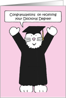 Doctoral Degree Congratulations Cat in Graduation Outfit card
