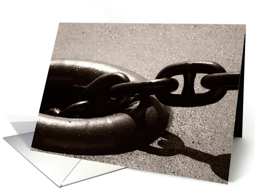 Anchor Chain on Ship Black and White Nautical Note card (1004005)