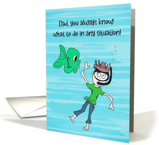 Father's Day You're the Best Dad Ever Quirky Scuba Diving Doodle card